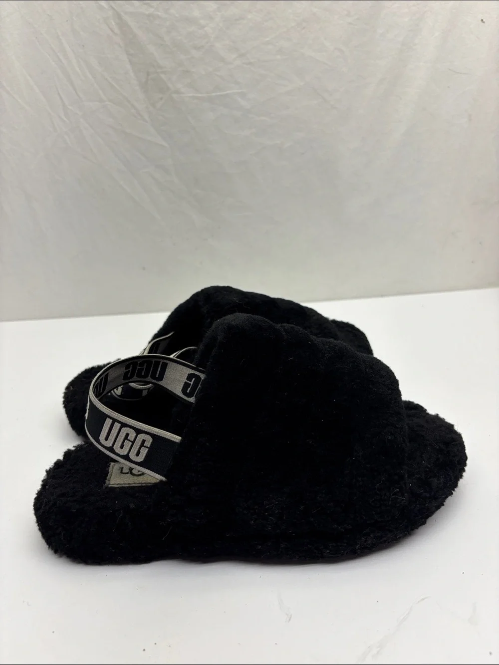 UGG Kids Black Fuzzy Slide Sandals, SZ 13 for little girl, box 12